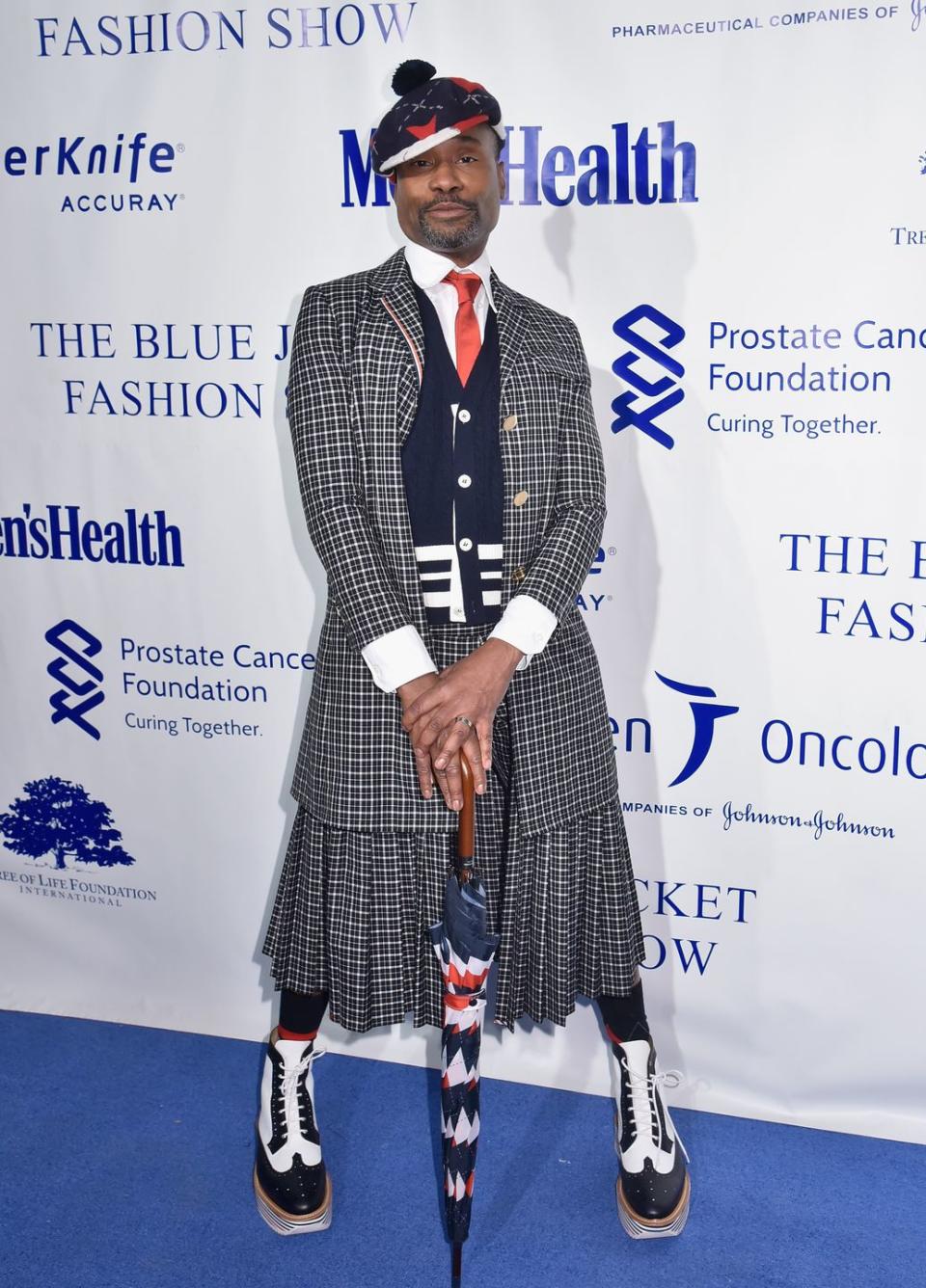 <p>At the benefit raising awareness for prostate cancer, Porter wore a full Thom Browne look, complete with an umbrella.</p>