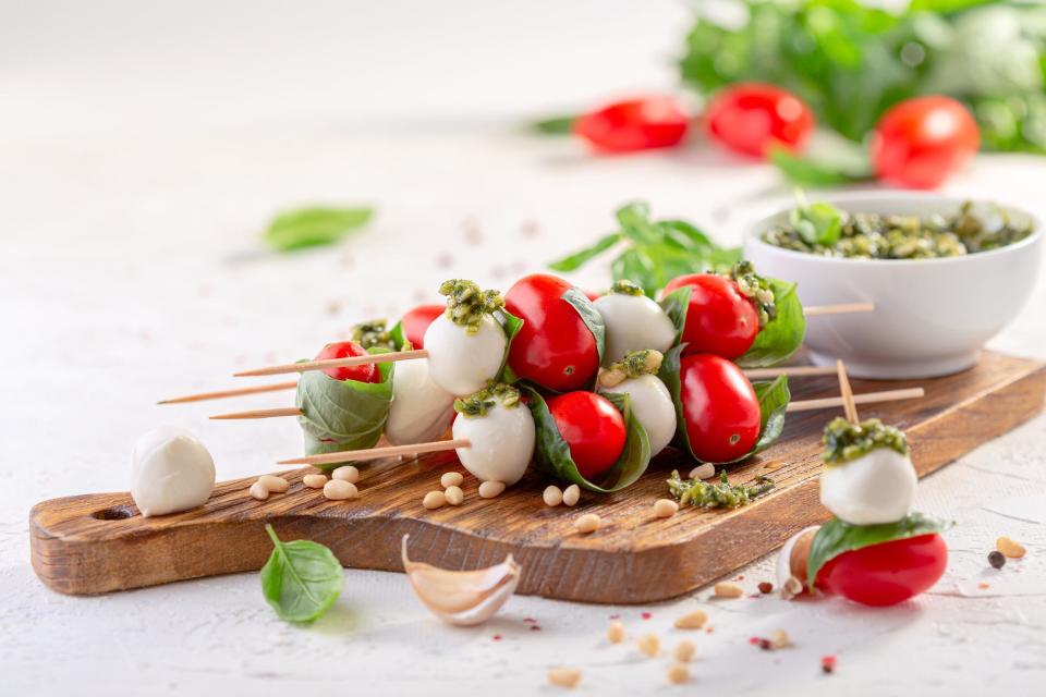 Caprese Skewers With Pesto