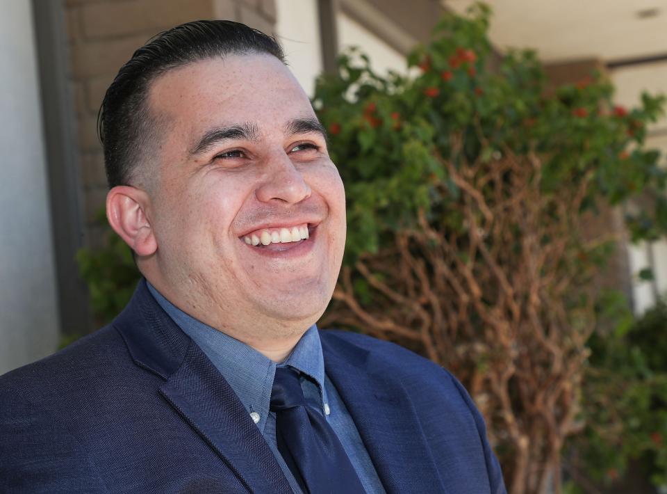 Jonathan Becerra is running for Indio's District 3 city council seat in Indio, Calif., May 12, 2022.