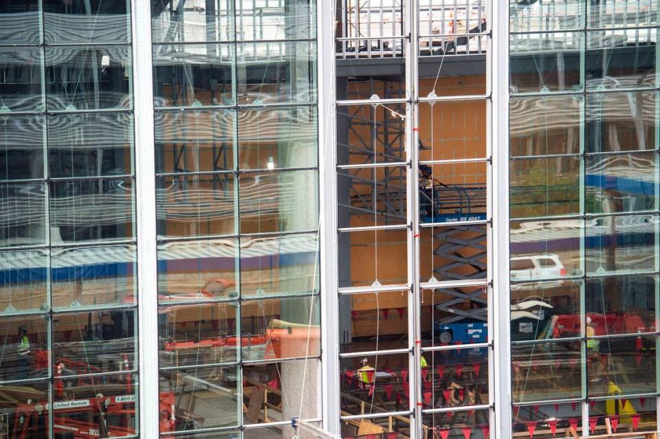 Construction is underway for the lobby expansion project at Charlotte Douglas International Airport.