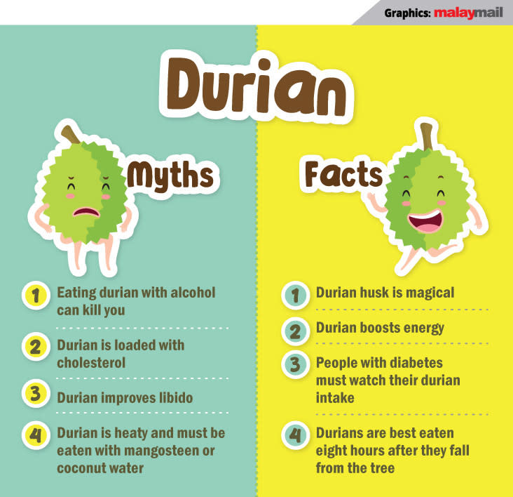 Common myths and little-known facts about durian. — Graphic by Nurul Huda Mohd Dan