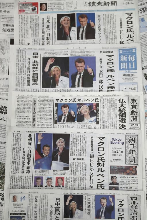 Japanese newspapers also featured the French poll news prominently