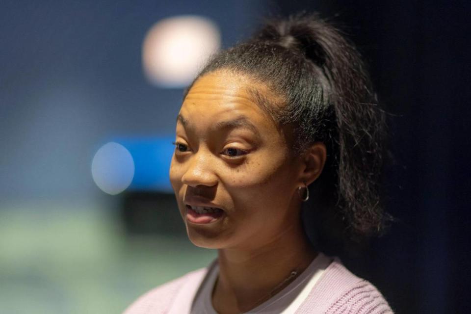 Brandy Jackson, a senior at the University of Kentucky, is photographed at the Gatton Student Center in Lexington, Ky., on Wednesday, Feb. 14, 2024.