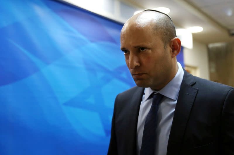 FILE PHOTO: Israeli Education Minister Naftali Bennett arrives for the weekly cabinet meeting at the Prime Minister's office in Jerusalem