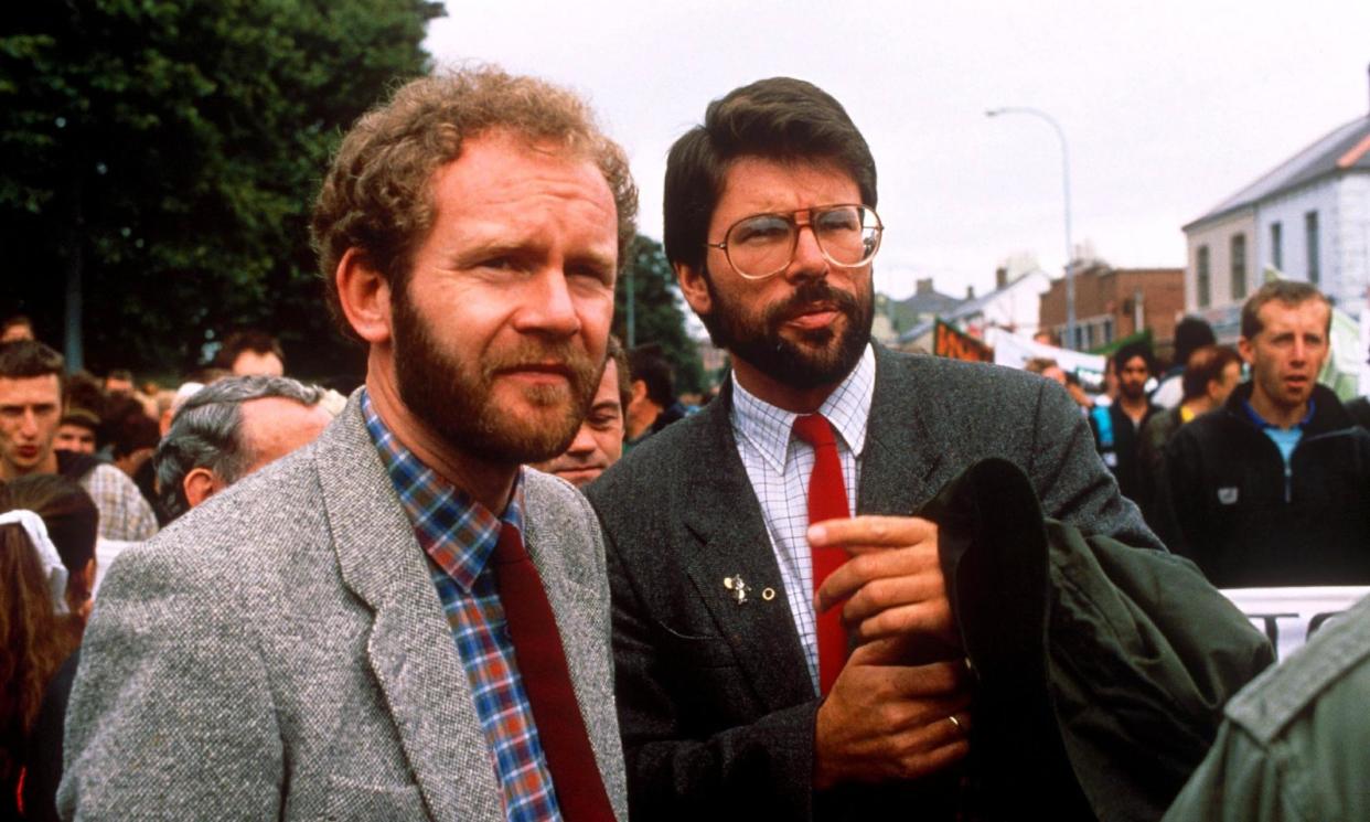 <span>Voiced by actors: Martin McGuiness and Gerry Adams in 1989.</span><span>Photograph: Sipa Press/REX/Shutterstock</span>