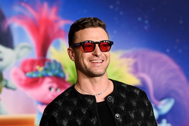 Justin Timberlake at the special screening of "Trolls Band Together" held at TCL Chinese Theatre on November 15, 2023 in Los Angeles, California.  - Credit: Gilbert Flores/Variety/Getty Images