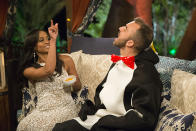 <p>Rachel Lindsay and Matthew on ABC’s <i>The Bachelorette</i>. <br>(Photo: Paul Hebert/ABC) </p>