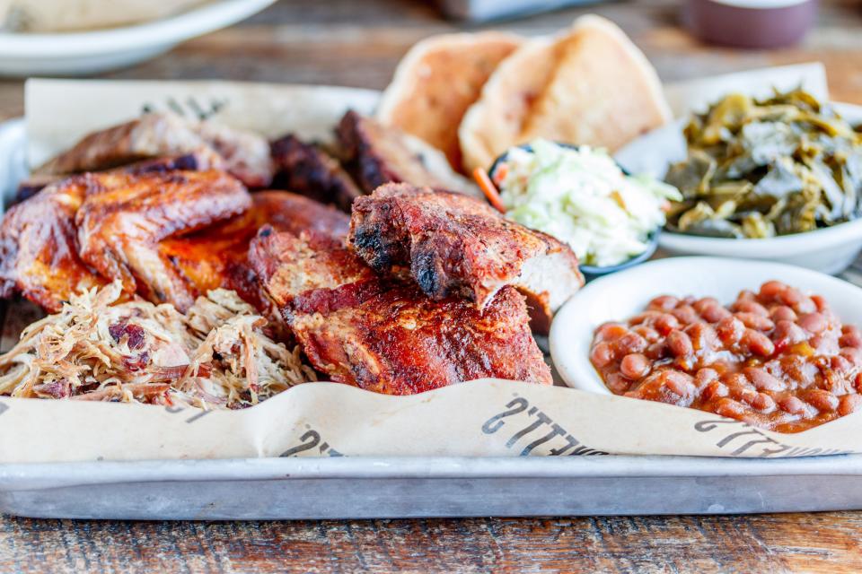 Soup, salads, sandwiches and starters are on the menu as well as Puckett's To Go Packs, which feed four to six people with two pounds of meat, two quart sides and choice of bread.