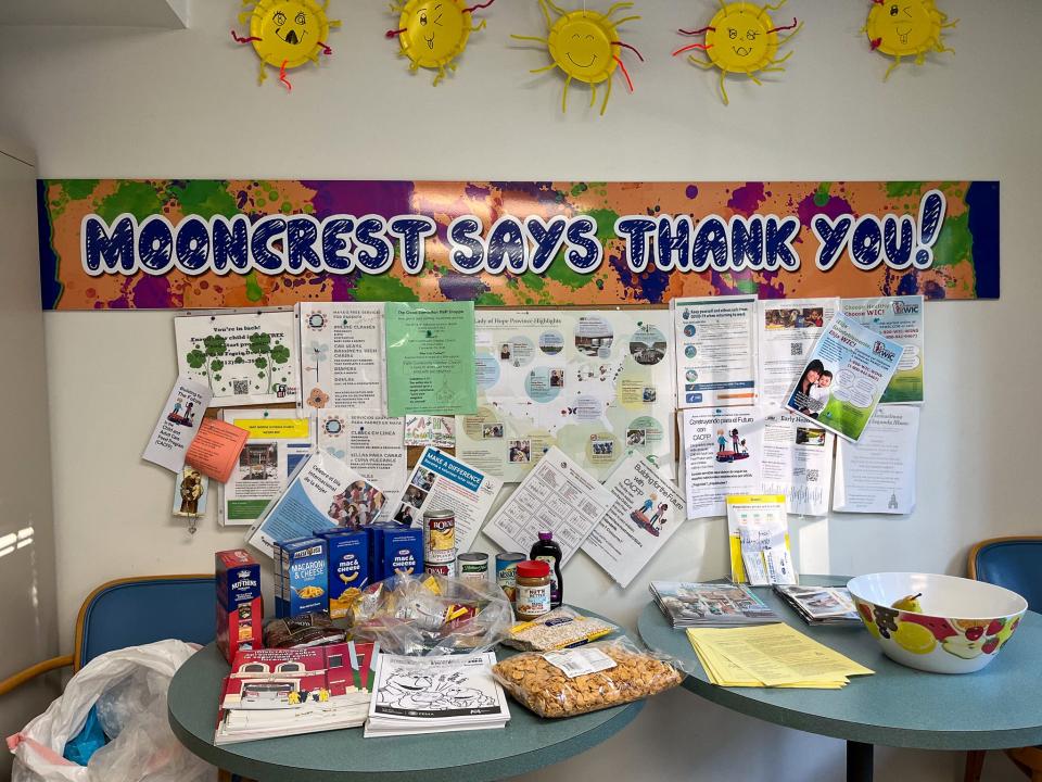 A banner inside of the Mooncrest Community Center in Moon Township, Pennsylvania.