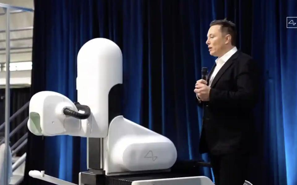 Elon Musk, pictured during a Neuralink presentation, has speculated that brain implants could be used to control seizures