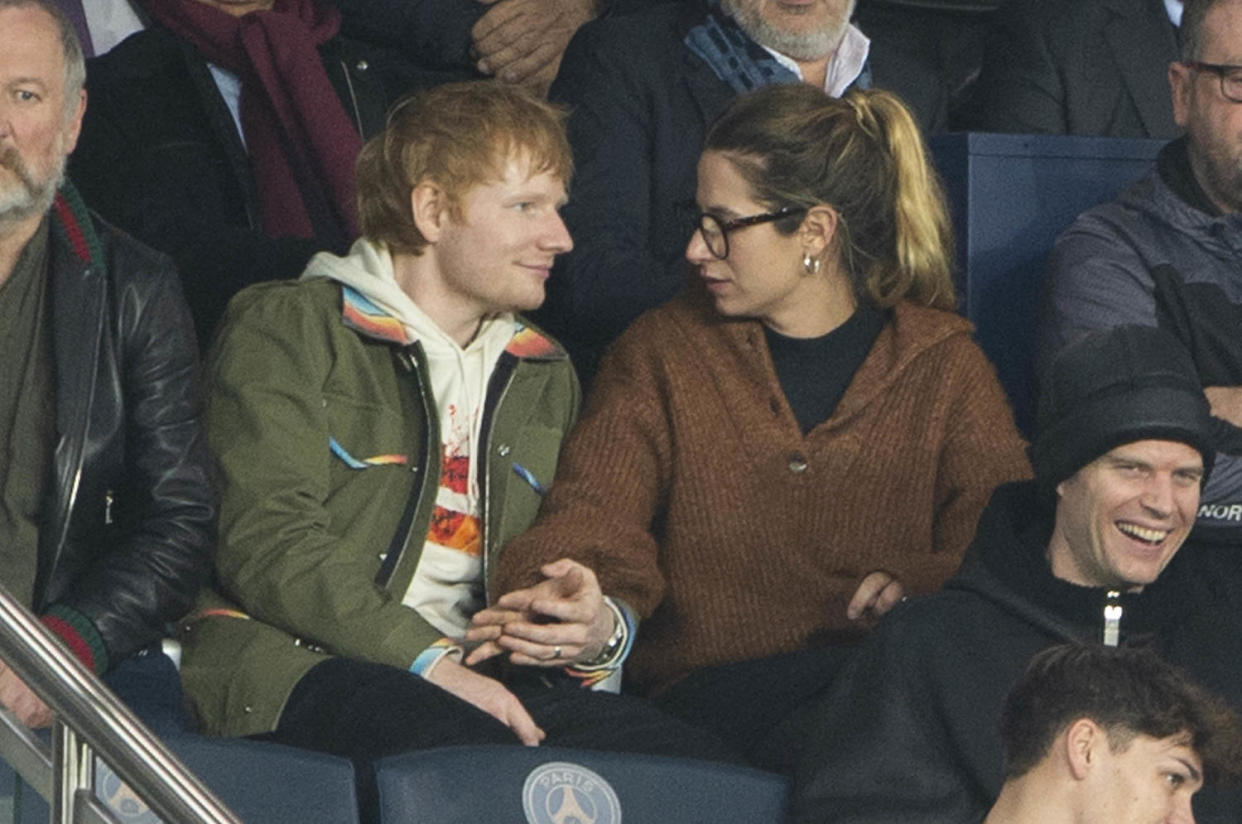 Ed Sheeran and Cherry Seaborn (Laurent Zabulon / Sipa USA via AP)