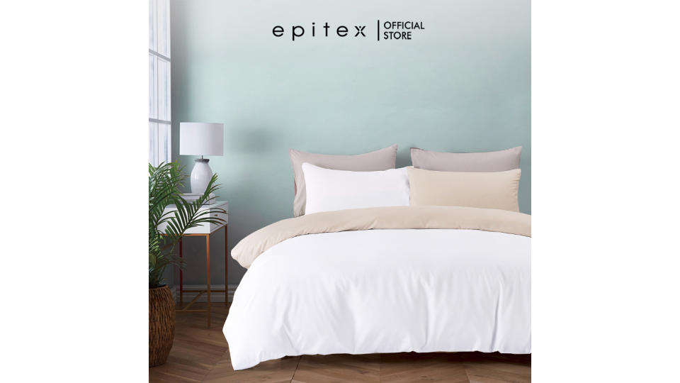 (New Arrival - Online Exclusive) Epitex Silkysoft 980TC Reversible Bedsheet | Bedset | Fitted Sheet. (Photo: Lazada SG)