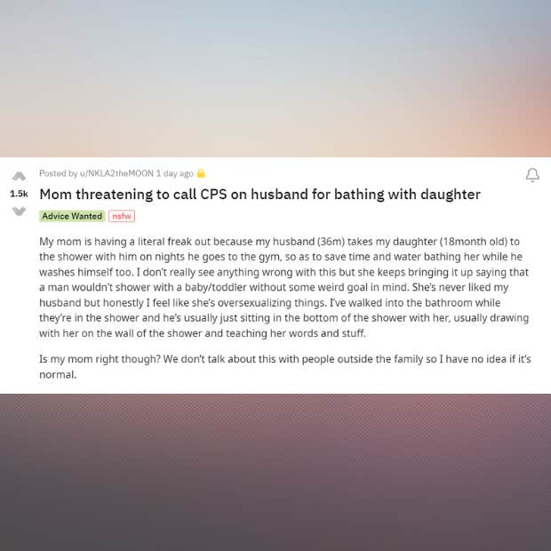 woman threatens to call cps on daughter because husband showers with their kids