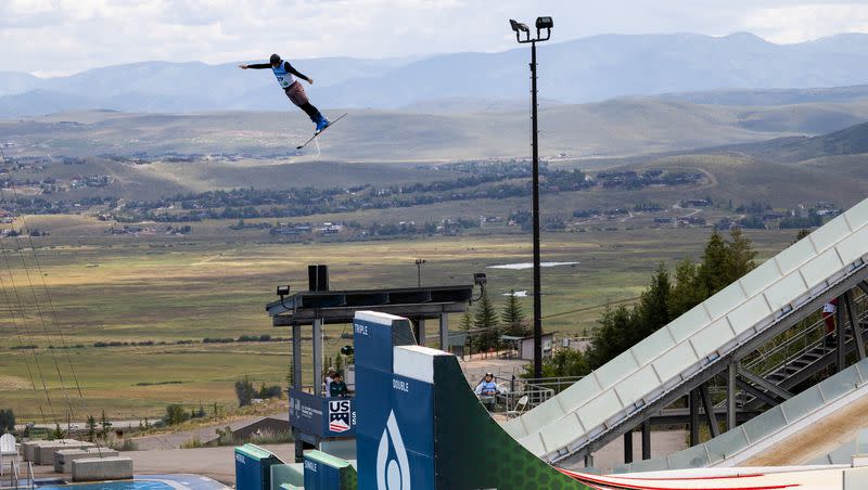 Louis Aumond, Canada, competes at the 2023 U.S. Freestyle Ultimate Airwave Competition at the Utah Olympic Park in Park City on Saturday, Aug. 26, 2023.