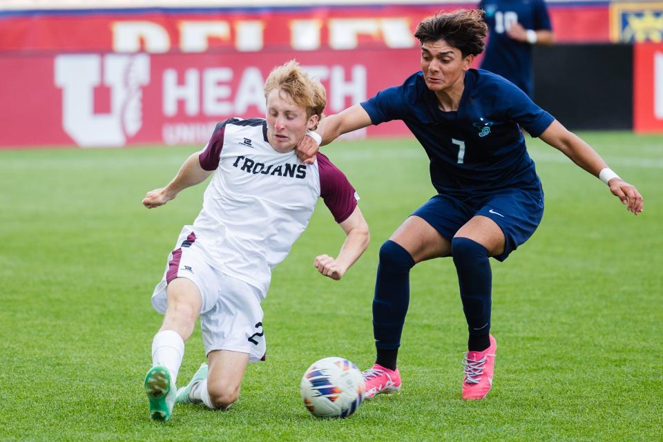 Juan Diego Catholic plays Morgan during the 3A boys soccer championship game at America First Field in Sandy on May 12, 2023. | Ryan Sun, Deseret News