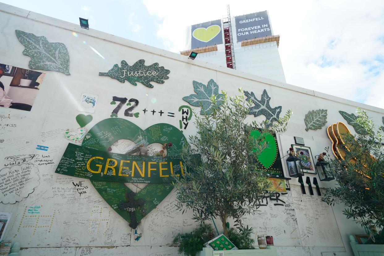 The Grenfell Memorial Wall in west London. (PA)