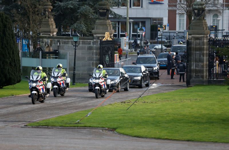 Myanmar's leader Aung San Suu Kyi arrives at the International Court of Justice in The Hague