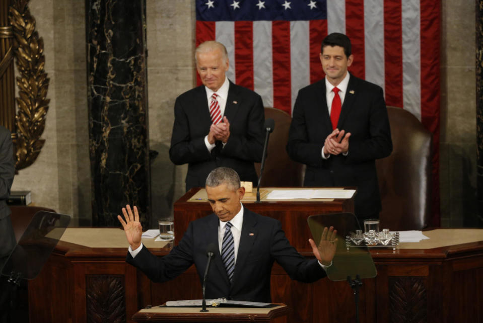 President Obama reacts to cheers 