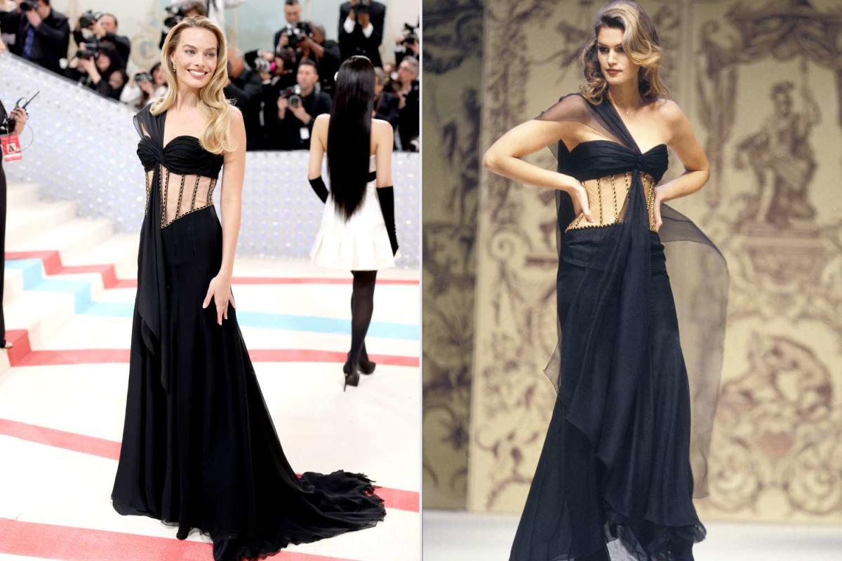 Margot Robbie Wears Remake of Cindy Crawford's 1993 Chanel Gown to Met ...