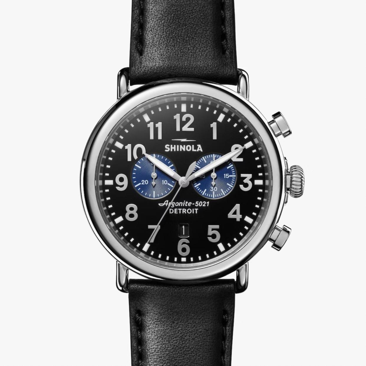 <p><a href="https://go.redirectingat.com?id=74968X1596630&url=https%3A%2F%2Fwww.shinola.com%2Fmens%2Fwatches%2Fall%2Fthe-runwell%2Ftherunwell47-chrono-09242.html&sref=https%3A%2F%2Fwww.menshealth.com%2Fstyle%2Fg43101341%2Fblack-watches-for-men%2F" rel="nofollow noopener" target="_blank" data-ylk="slk:Shop Now;elm:context_link;itc:0;sec:content-canvas" class="link rapid-noclick-resp">Shop Now</a></p><p>The Runwell Chrono 47mm</p><p>shinola.com</p><p>$750.00</p>