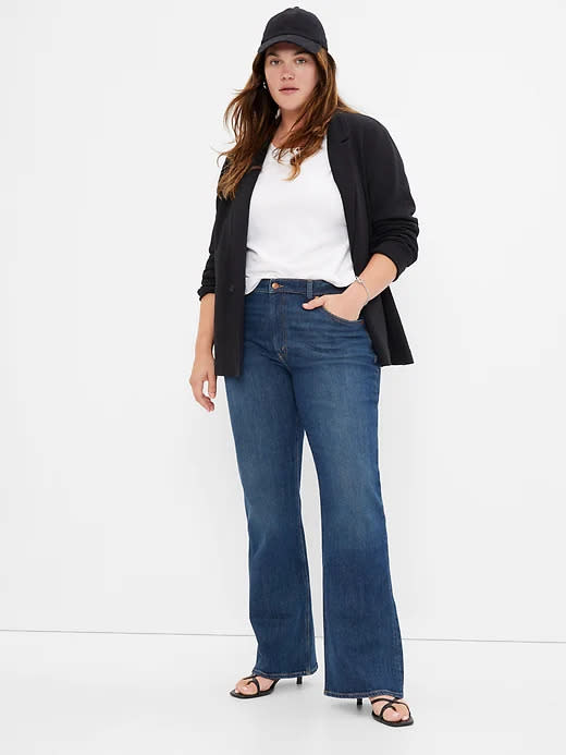 Gap Mid Rise '90s Loose Flare Jeans with Washwell. Image via Gap.