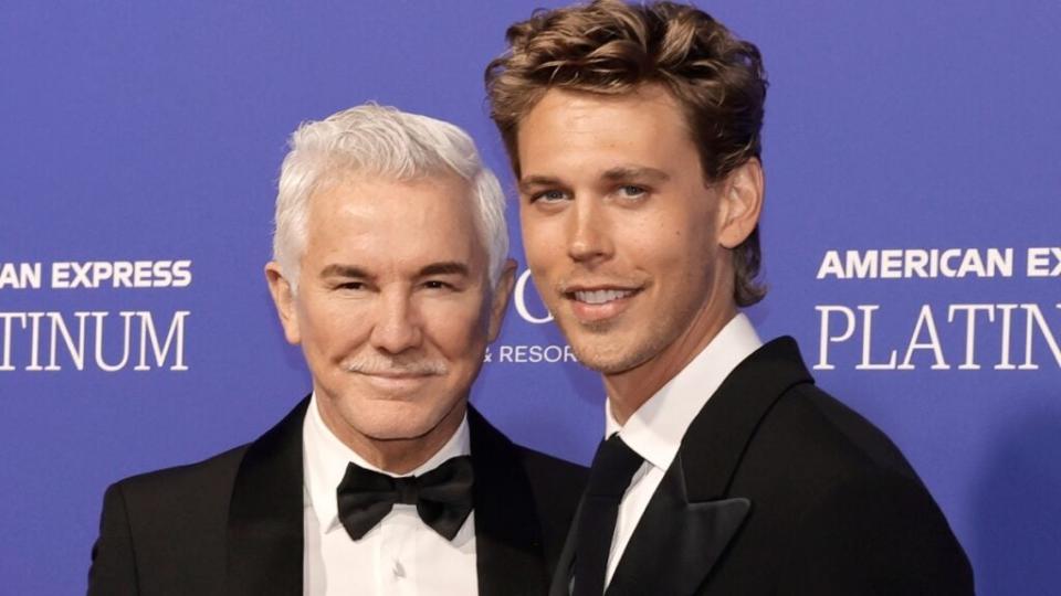 Inseparable awards season “Elvis” pair Baz Luhrmann and Austin Butler attend the 2023 Palm Springs International Film Festival Awards Night Gala at Palm Springs Convention Center.