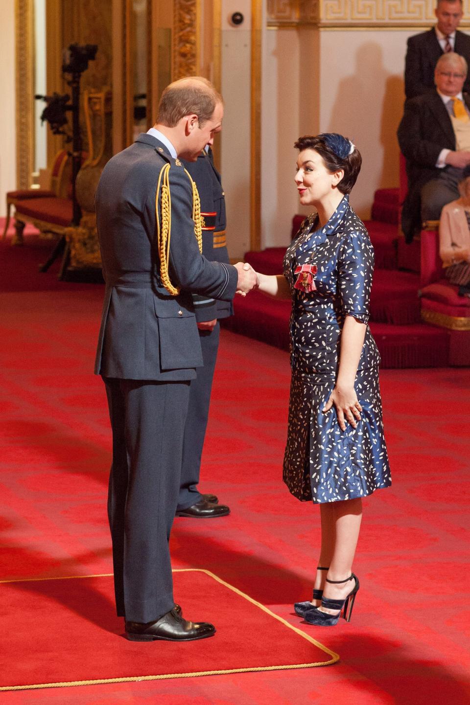 Sheridan Smith is made an OBE (Officer of the Order of the British Empire) by Prince William at an investiture ceremony at Buckingham Palace in London.