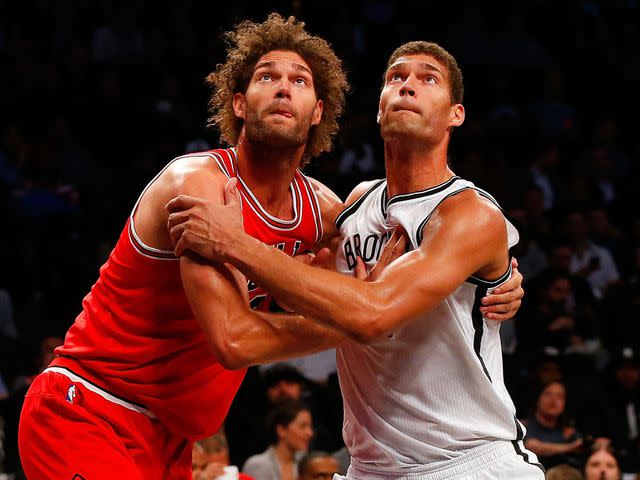 <p>Jim McIsaac/Getty </p> Brook Lopez of the Brooklyn Nets in action against Robin Lopez of the Chicago Bulls at Barclays Center on October 31, 2016.