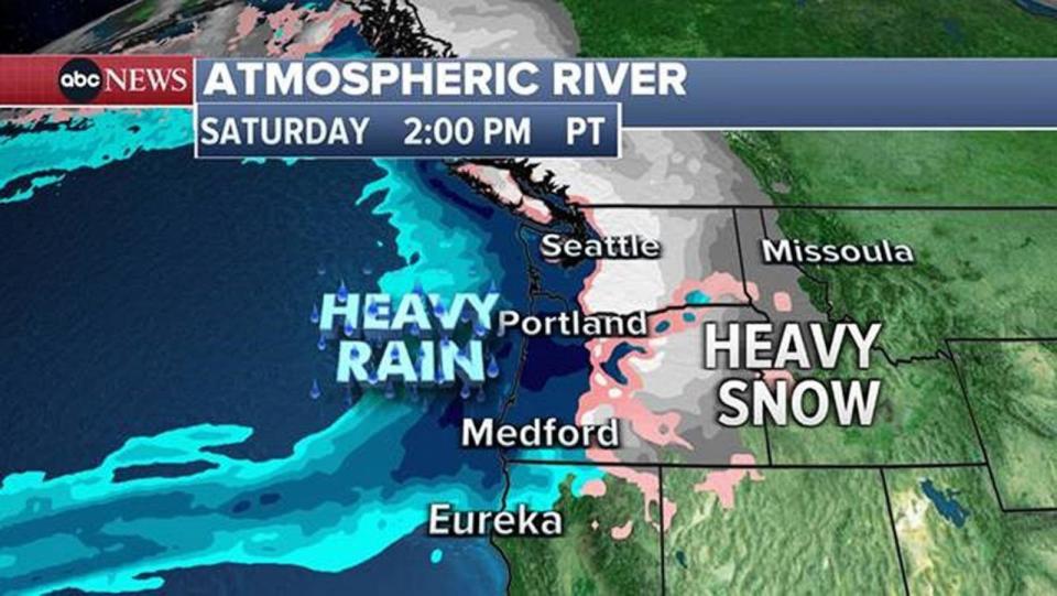 PHOTO: Atmospheric River as of Saturday at 2 pm Pacific Time. (ABC News)