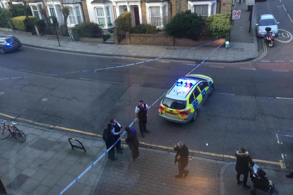 Police erected a cordon around the scene of the stabbing: @romaejaz