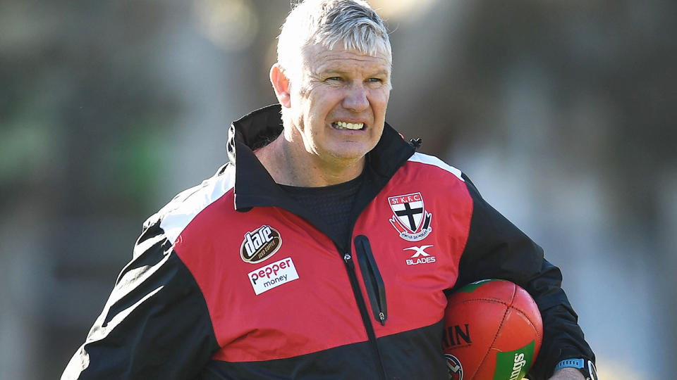 Danny Frawley, pictured here at a St Kilda training session in 2017.