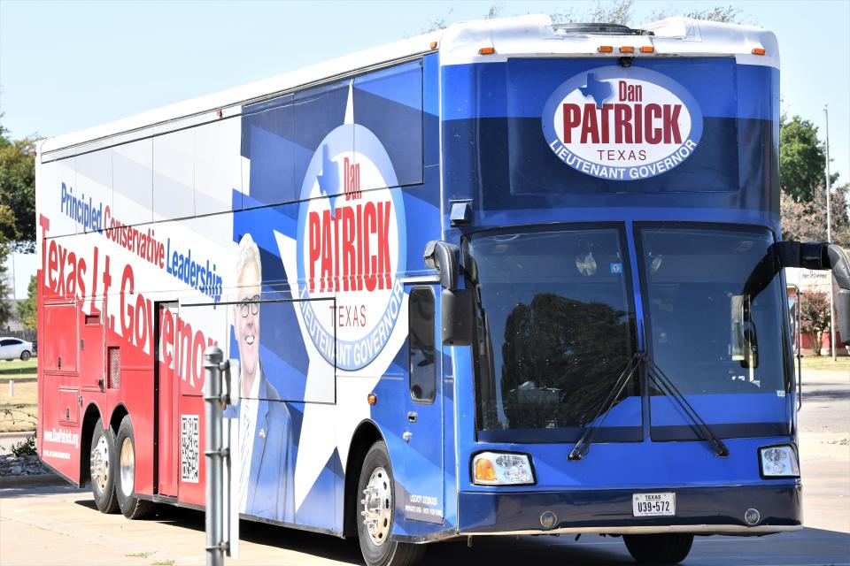 Lieutenant Governor of Texas Dan Patrick's campaign bus at the Wichita Falls Museum of Art on Wednesday, September 28, 2022.