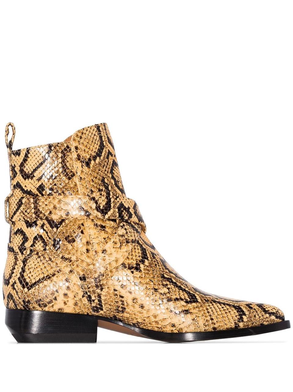 Shop the Look: Snake-Effect Ankle Boots