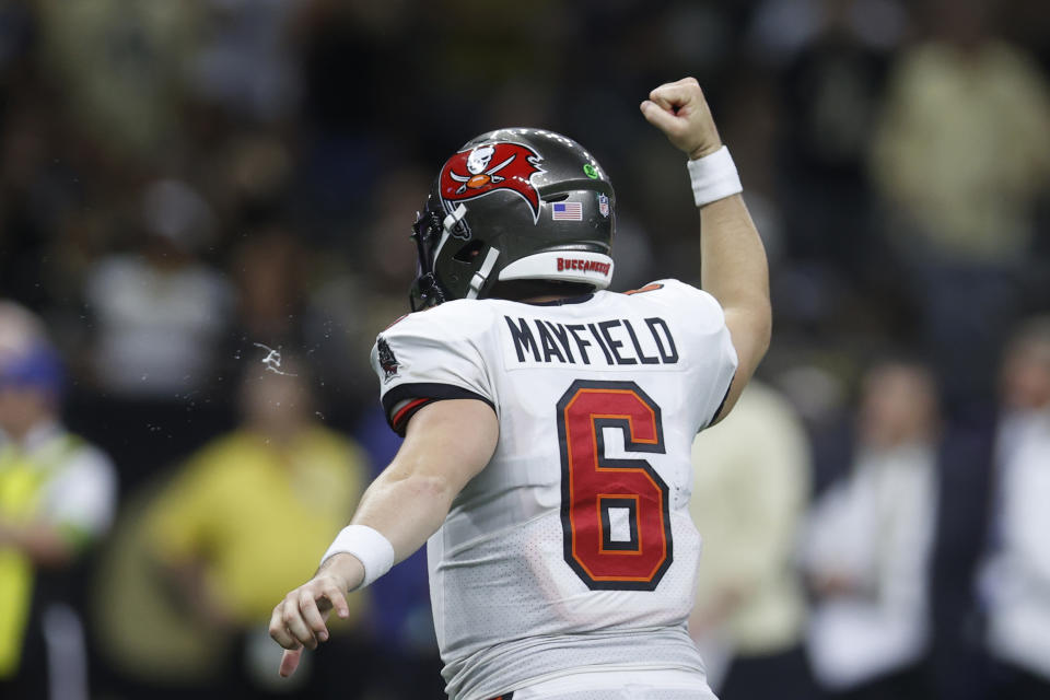 Baker Mayfield has the Tampa Bay Buccaneers off to a surprising 3-1 start. (Chris Graythen/Getty Images)