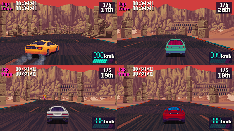 Split-screen multiplayer screenshot of Slipstream