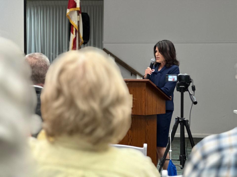 Ponce Inlet Mayor Lois Paritsky delivers the State of the Town address at the Community Center, Thursday, Feb. 29, 2024.
