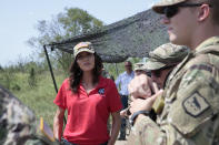 South Dakota Gov. Kristi Noem visits the U.S. border with Mexico on Monday, July 26, 2021, near McAllen, Texas. The Republican governor deployed roughly 50 National Guard troops to help with Texas’ push to arrest people crossing illegally and charge them with state crimes. (AP Photo/Stephen Groves)