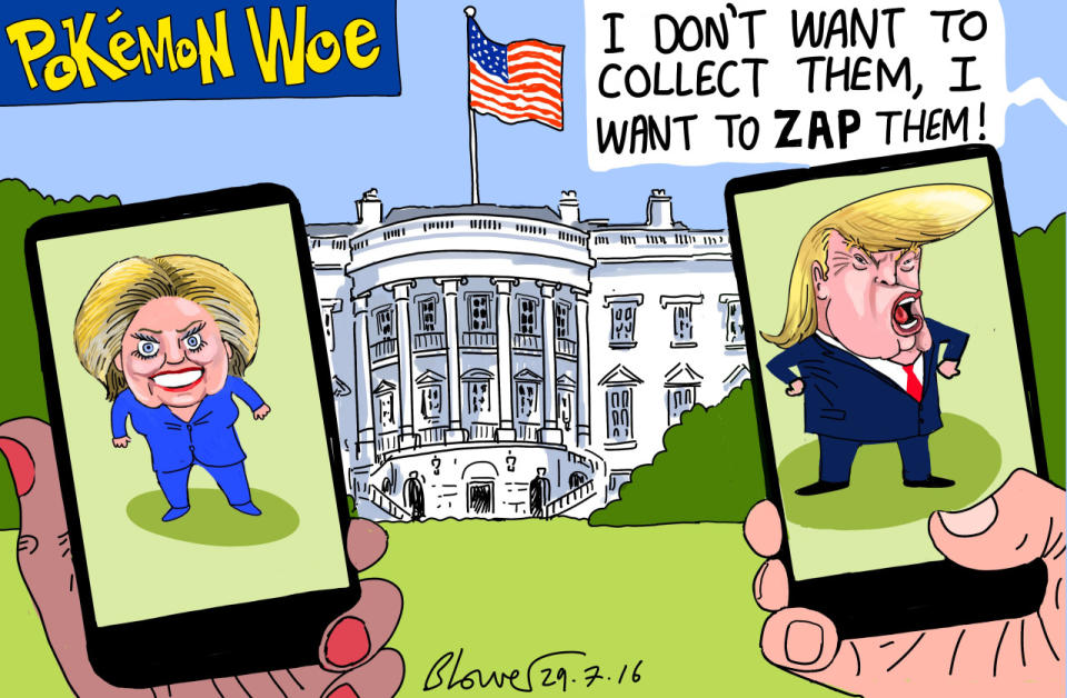 JULY 29 - CLINTON V TRUMP GETS POKEMON TREATMENT