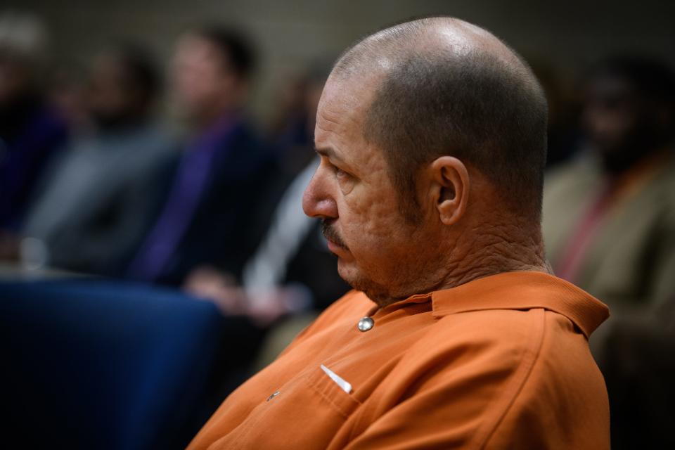 Darold Bowden listens to the judge at a bond reduction hearing on Tuesday, Feb. 19, 2019. Bowden pleaded guilty Friday to two dozen charges including rape and kidnapping and was sentenced to more than two decades in prison. [Andrew Craft/The Fayetteville Observer]