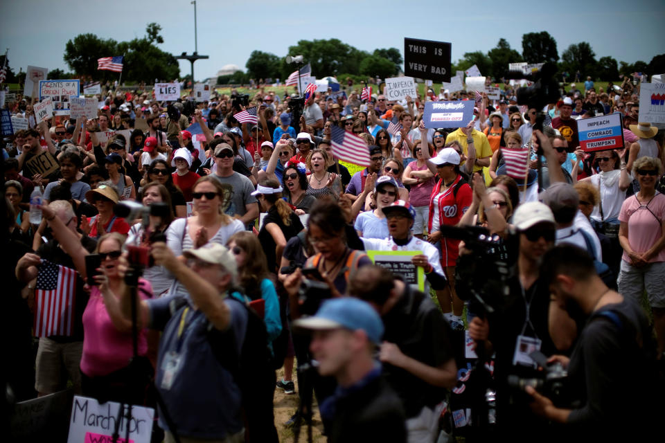 Protesters gather on the National Mall