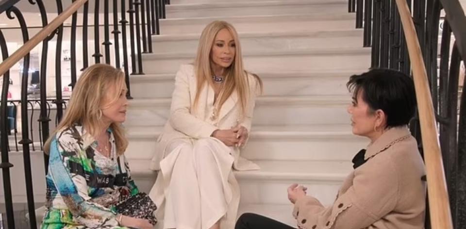 Jenner pictured with pals Kathy Hilton (L) and Faye Resnick (centre) on the latest episode of The Kardashians (Disney+)