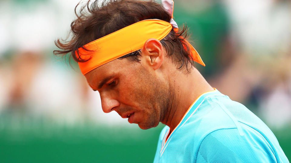 Rafael Nadal shows his frustration during his straight sets defeat by Fabio Fognini. (Photo by Clive Brunskill/Getty Images)Rafa