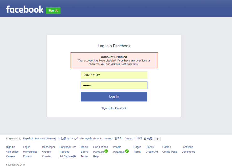 This was the inevitable result every time I tried to build a fake Facebook account from scratch.