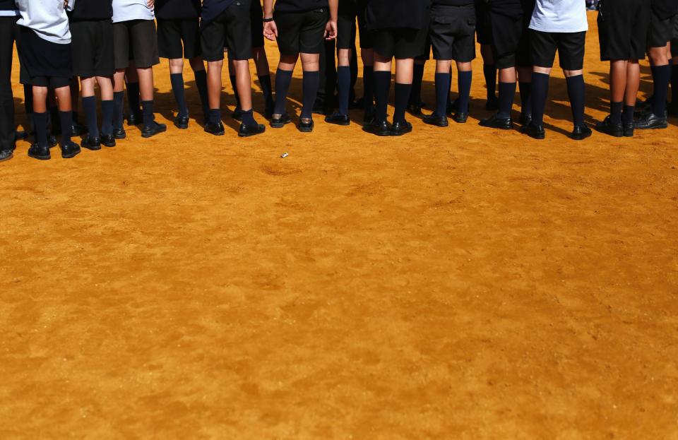 Students attend a bullfight master class for schoolchildren at Maestranza bullring in Andalusian capital of Seville