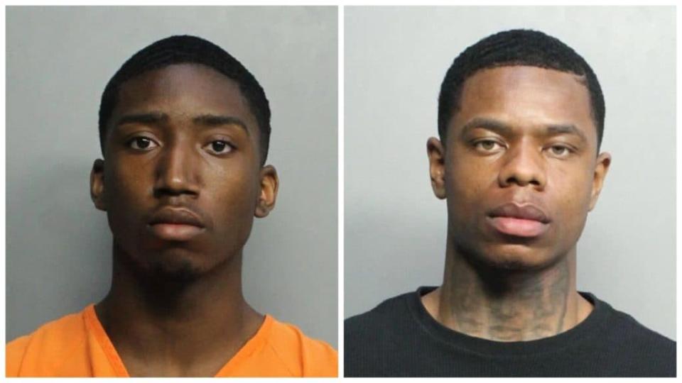 Evoire Collier (left) and Dorian Taylor have been charged with sexual battery, burglary, burglary with battery, petty theft, and fraudulent use of a credit card. (Miami-Dade Corrections)