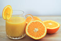 <p>It might seem instinctual to reach for the orange juice when you’re not feeling well, but cut out citrus as the acid can irritate your stomach and throat even more. </p>