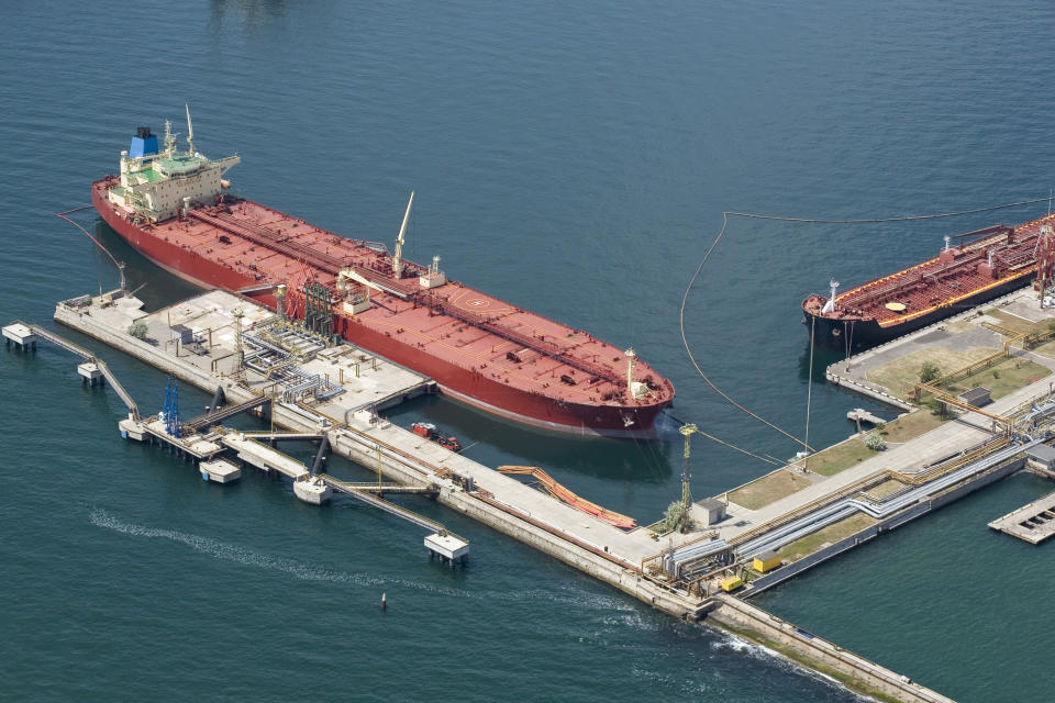 Tankers at a port terminal.