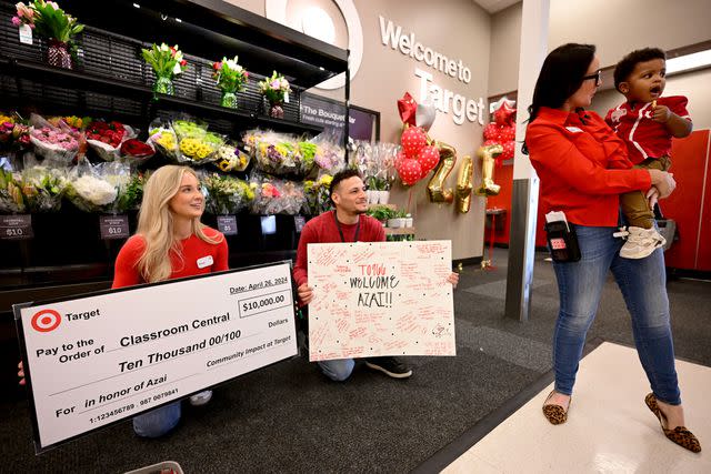 <p>Grant Halverson/Getty Images for Target</p> Target team members surprise Azai
