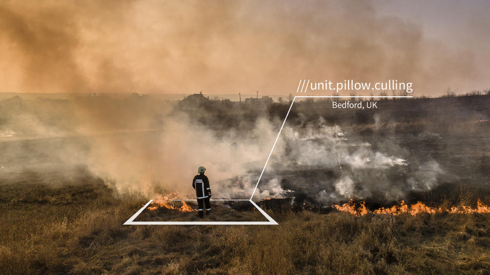 Ejemplo de uso de what3words en un incendio. Fuente: what3words