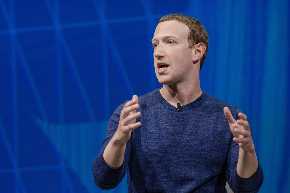 Mark Zuckerberg, chief executive officer and founder of Facebook Inc., speaks during the Viva Technology conference in Paris, France, on Thursday, May 24, 2018. Viva Tech, a three-year-old event for startups, gathers global technology leaders and entrepreneurs as the French establishment unites behind a push for more tech investment in Paris. Photographer: Marlene Awaad/Bloomberg via Getty Images